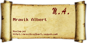 Mravik Albert névjegykártya